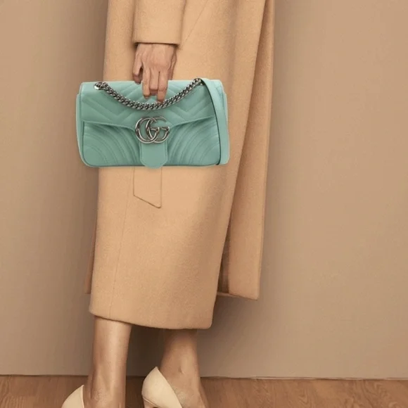GUCCI GG Marmont Matelasse Leather Crossbody Bag Seafoam with original dustbag - Picture 4 of 15